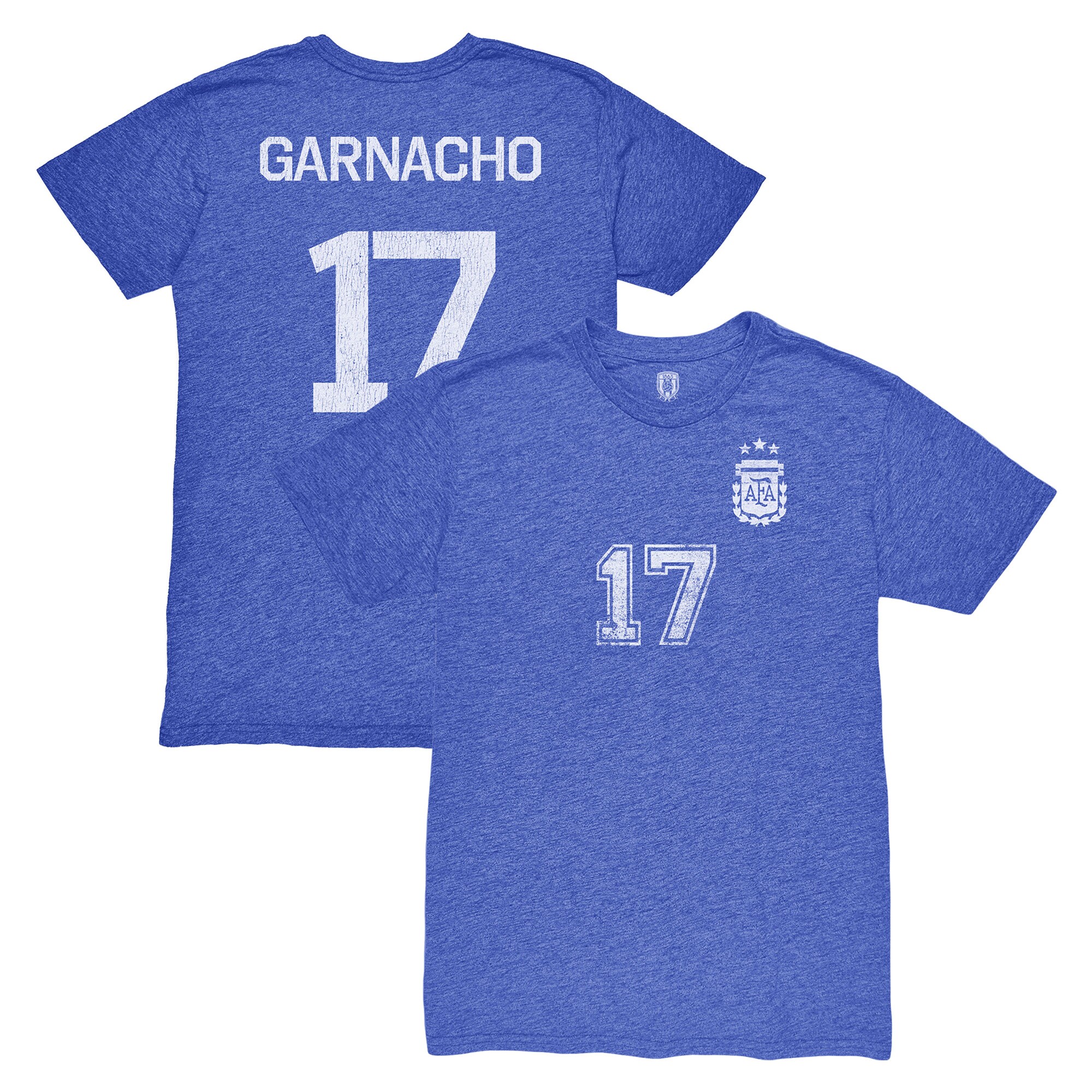 alejandro garnacho argentina national team 1863fc player vintage tri-blend t-shirt – blue Collection – England Football Jerseys and Shirts