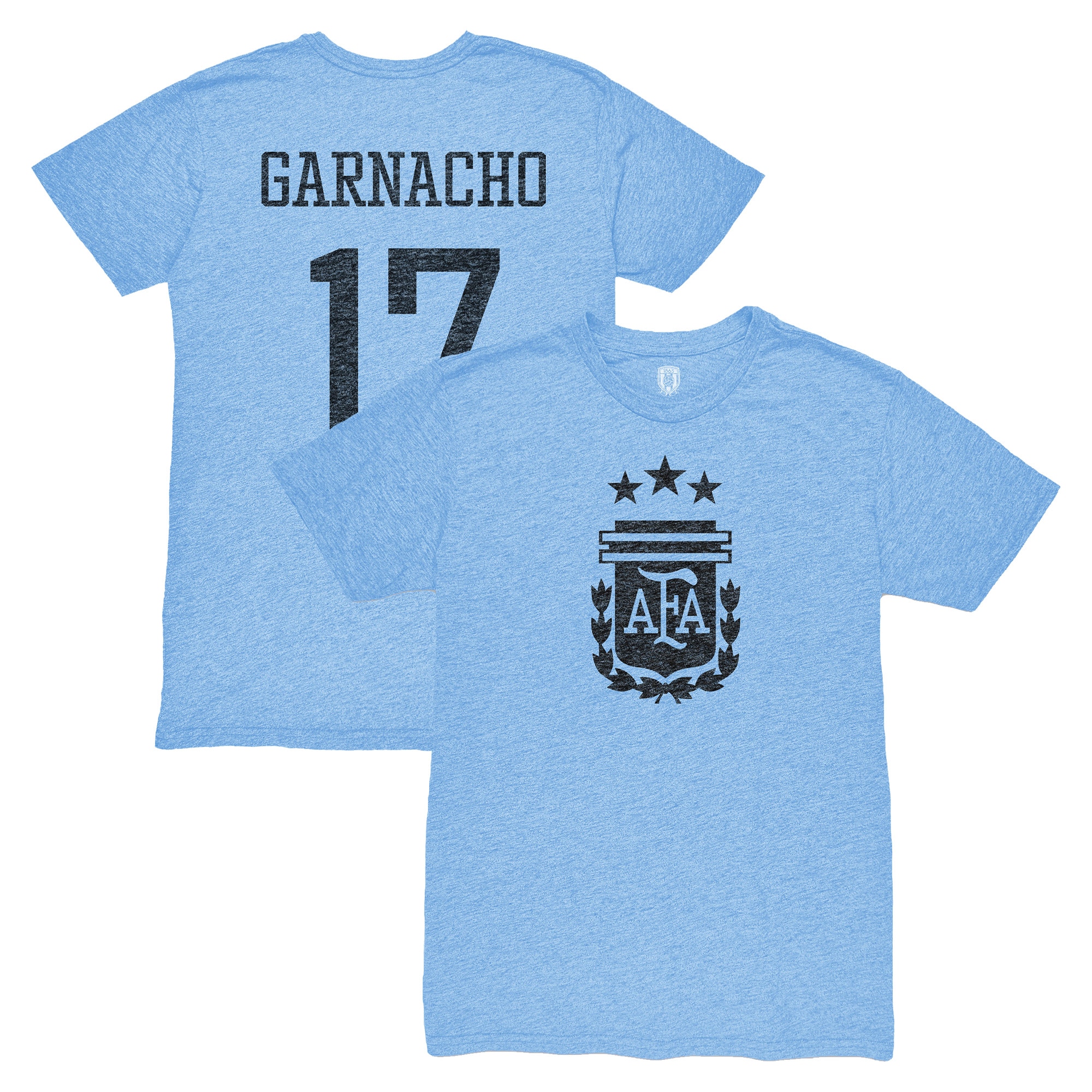 alejandro garnacho argentina national team 1863fc player vintage tri-blend t-shirt – light blue Collection – England Football Jerseys and Shirts
