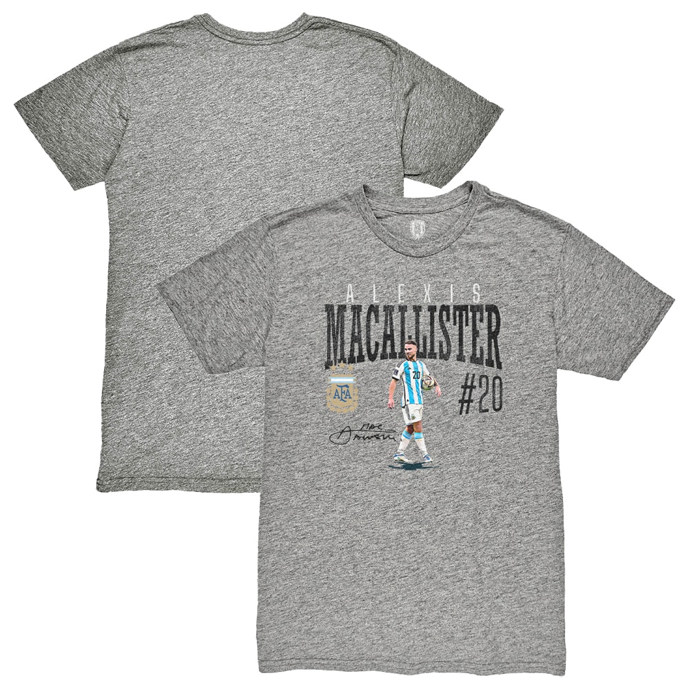 alexis mac allister argentina national team 1863fc snapshot tri-blend t-shirt – heather gray Collection – England Football Jerseys and Shirts