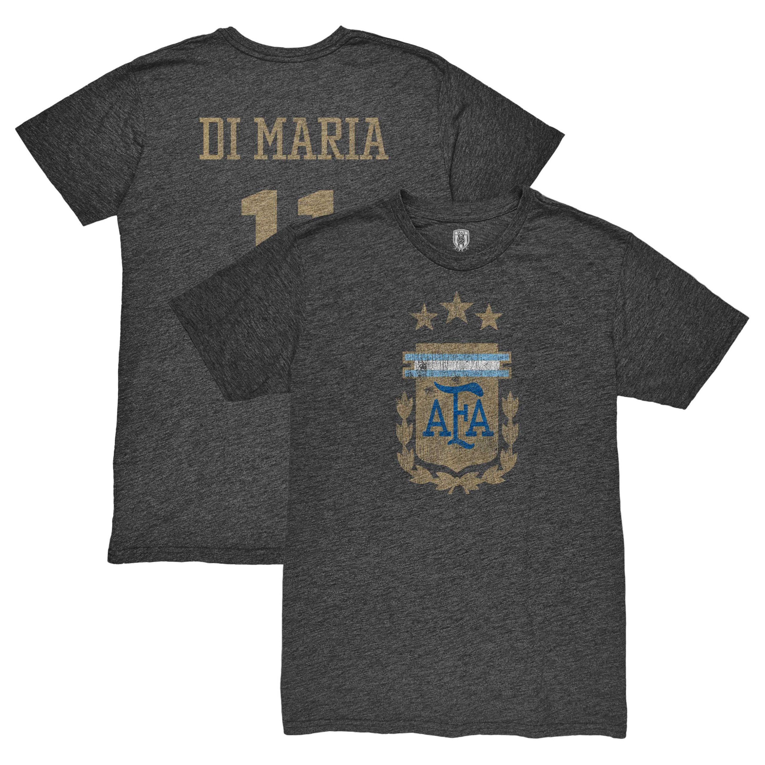 angel di maria argentina national team 1863fc retro player tri-blend t-shirt – black Collection – England Football Jerseys and Shirts