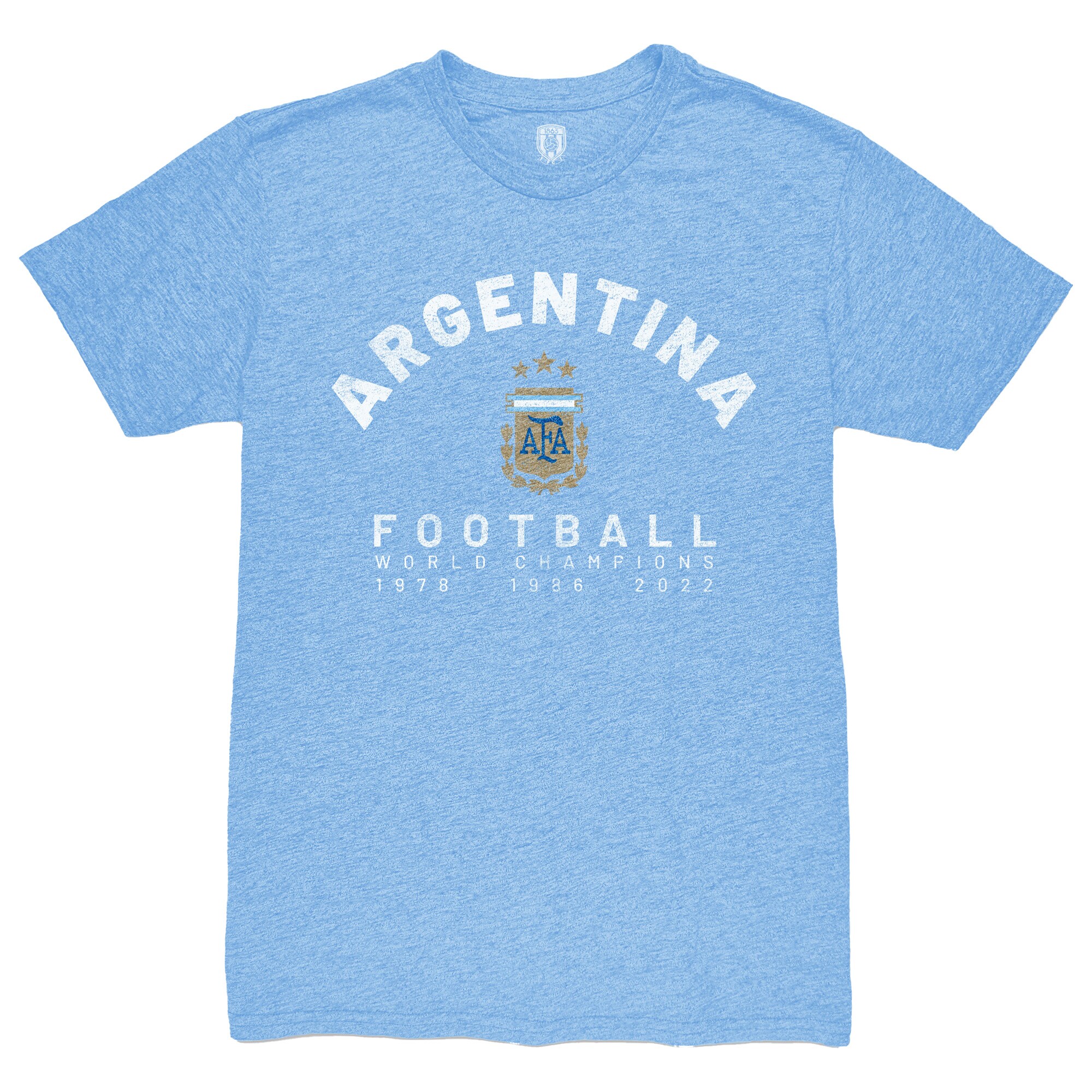 argentina national team 1863fc three-time world champions tri-blend t-shirt – light blue Collection – England Football Jerseys and Shirts