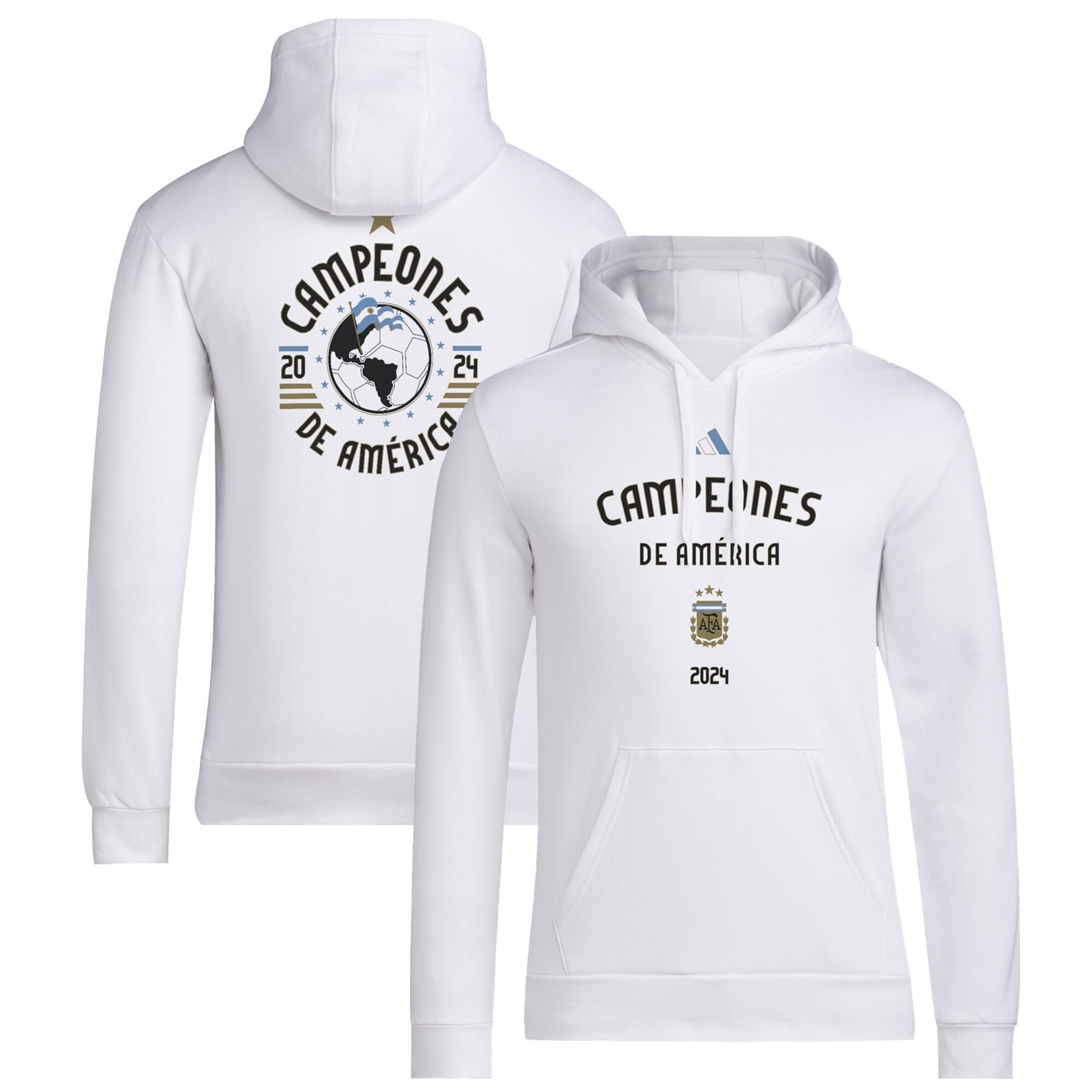 argentina national team adidas 2024 copa america champions pullover hoodie – white Collection – England Football Jerseys and Shirts