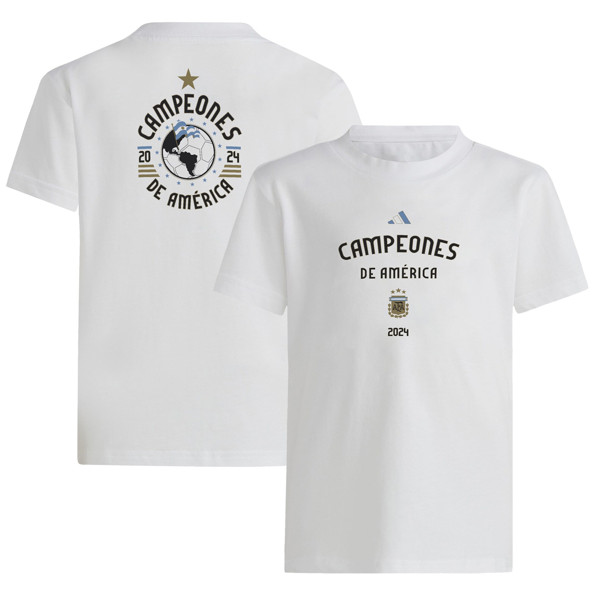 argentina national team adidas youth 2024 copa america champions t-shirt – white Collection – England Football Jerseys and Shirts