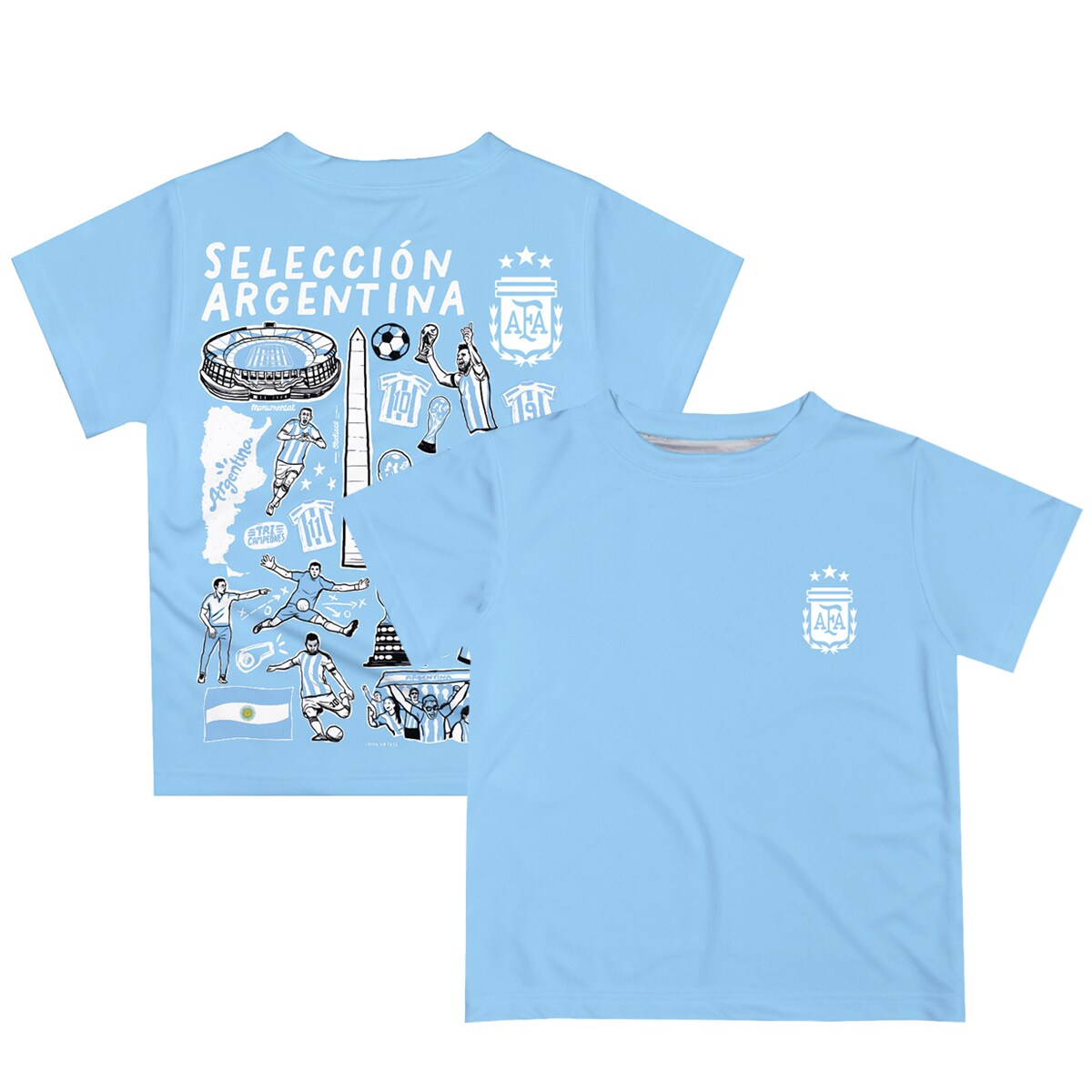 argentina national team vive la fete youth impressions artwork t-shirt – light blue Collection – England Football Jerseys and Shirts