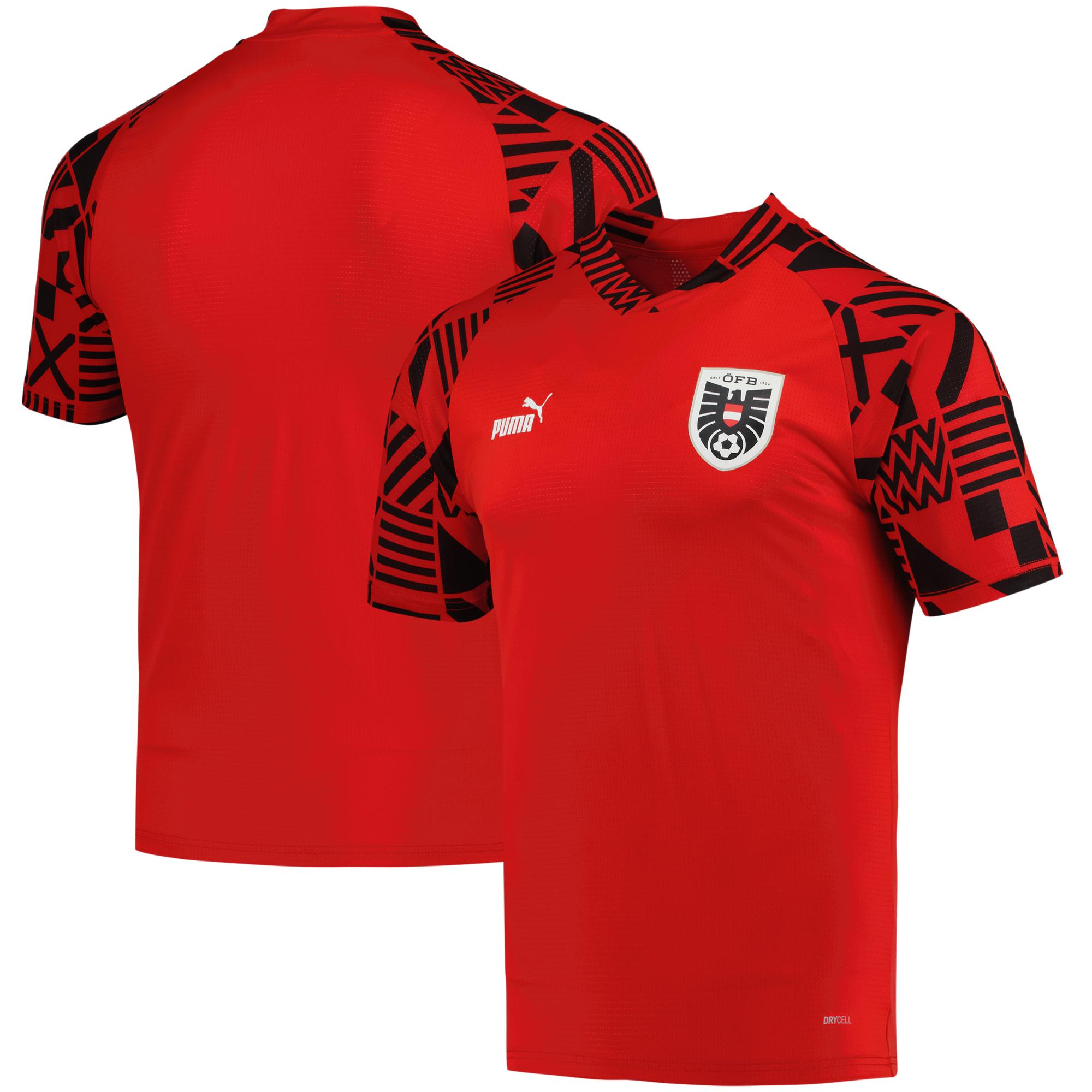 austria national team puma pre-match v-neck top – red Collection – England Football Jerseys and Shirts