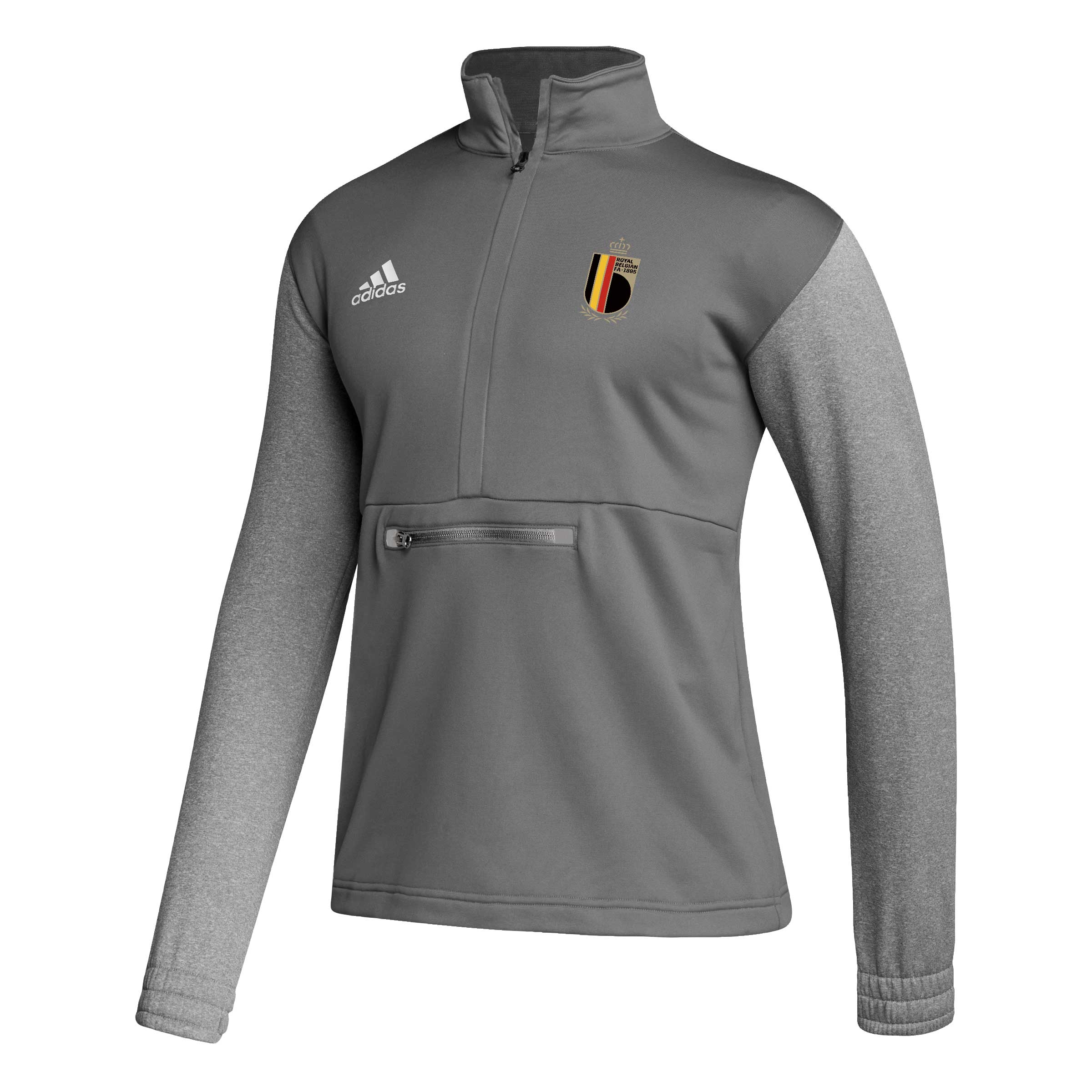 belgium national team adidas crest long sleeve half-zip top – gray Collection – England Football Jerseys and Shirts