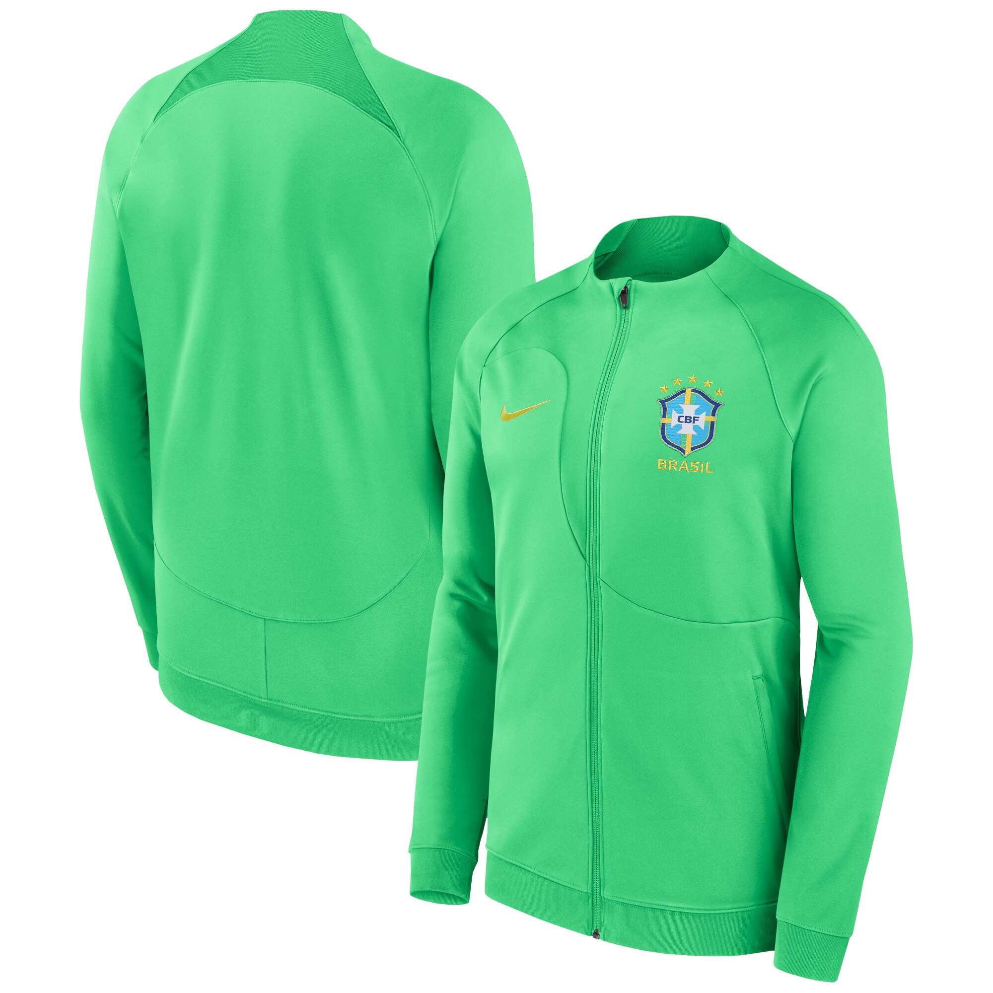 brazil national team nike 2022 academy pro anthem performance raglan full-zip jacket – green Collection – England Football Jerseys and Shirts