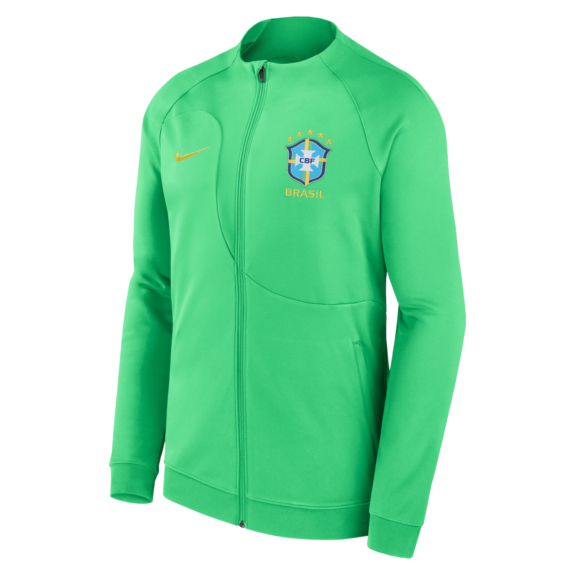 brazil national team nike 2022 academy pro anthem performance raglan full-zip jacket – green Collection – England Football Jerseys and Shirts