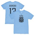 cristian romero argentina national team 1863fc player vintage tri-blend t-shirt – light blue Collection – England Football Jerseys and Shirts