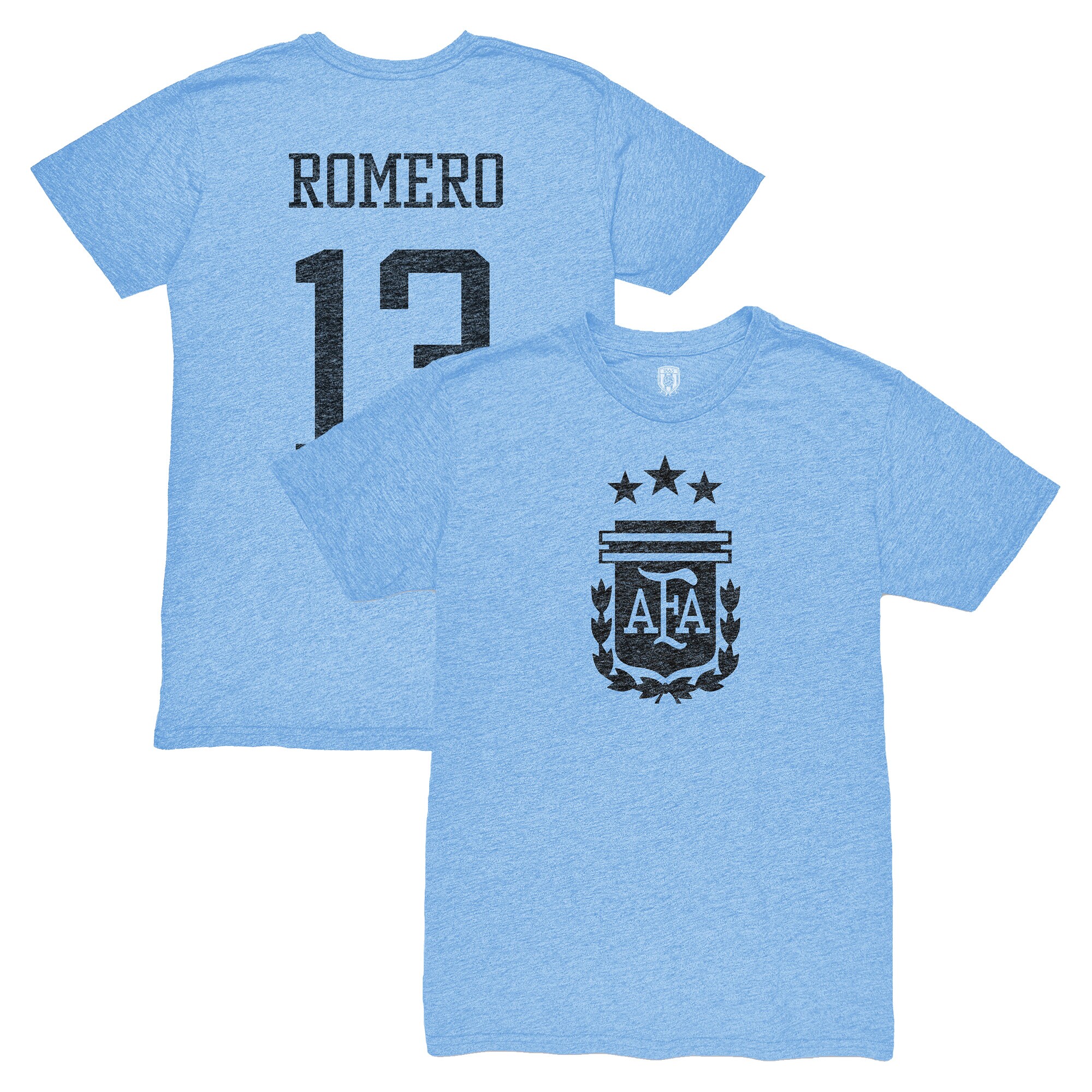 cristian romero argentina national team 1863fc player vintage tri-blend t-shirt – light blue Collection – England Football Jerseys and Shirts