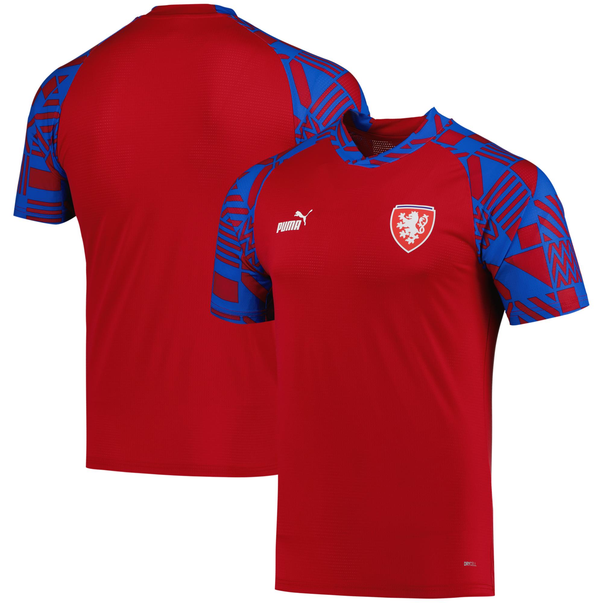 czech republic national team puma pre-match v-neck top – red Collection – England Football Jerseys and Shirts