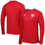 denmark national team fan raglan long sleeve t-shirt – red Collection – England Football Jerseys and Shirts