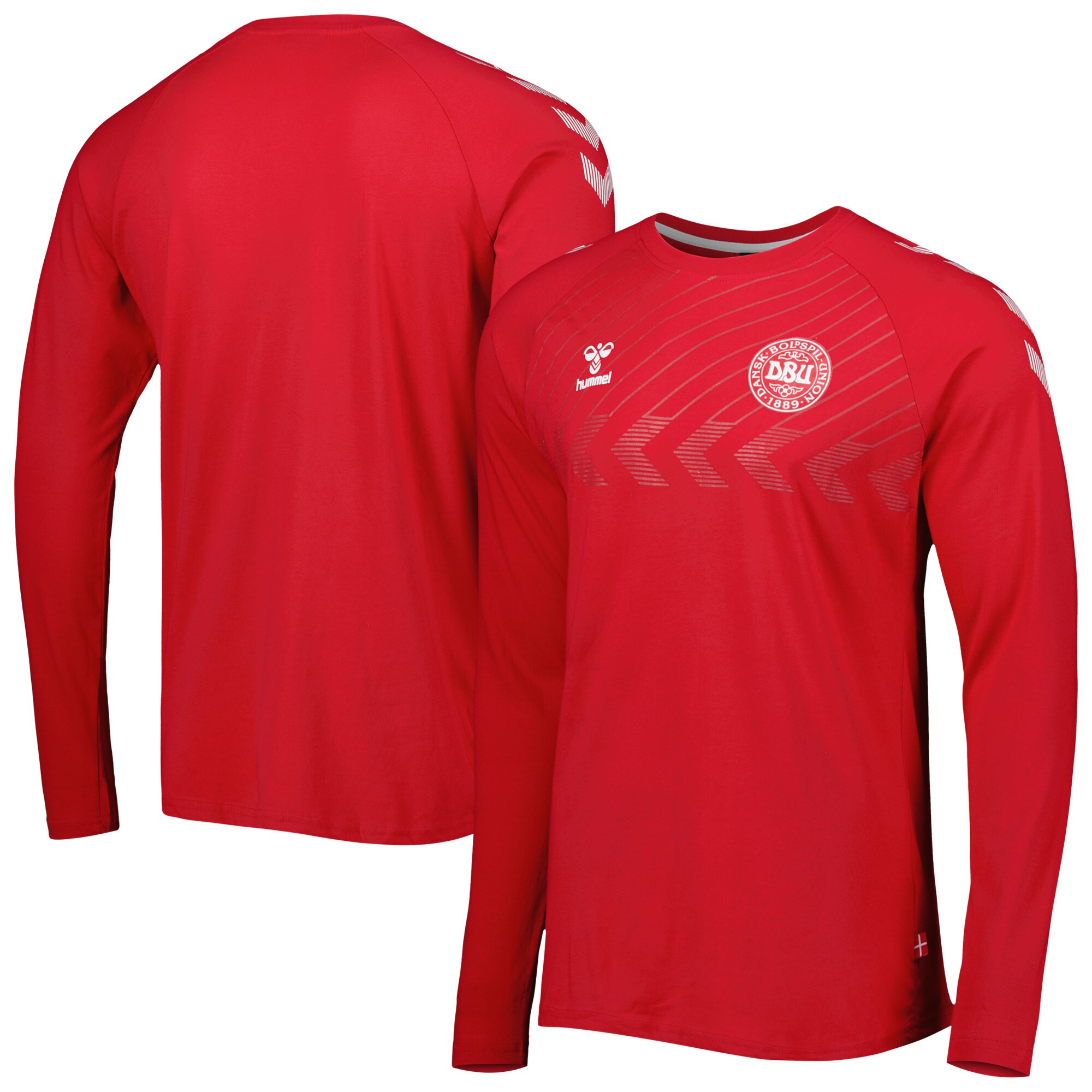 denmark national team fan raglan long sleeve t-shirt – red Collection – England Football Jerseys and Shirts