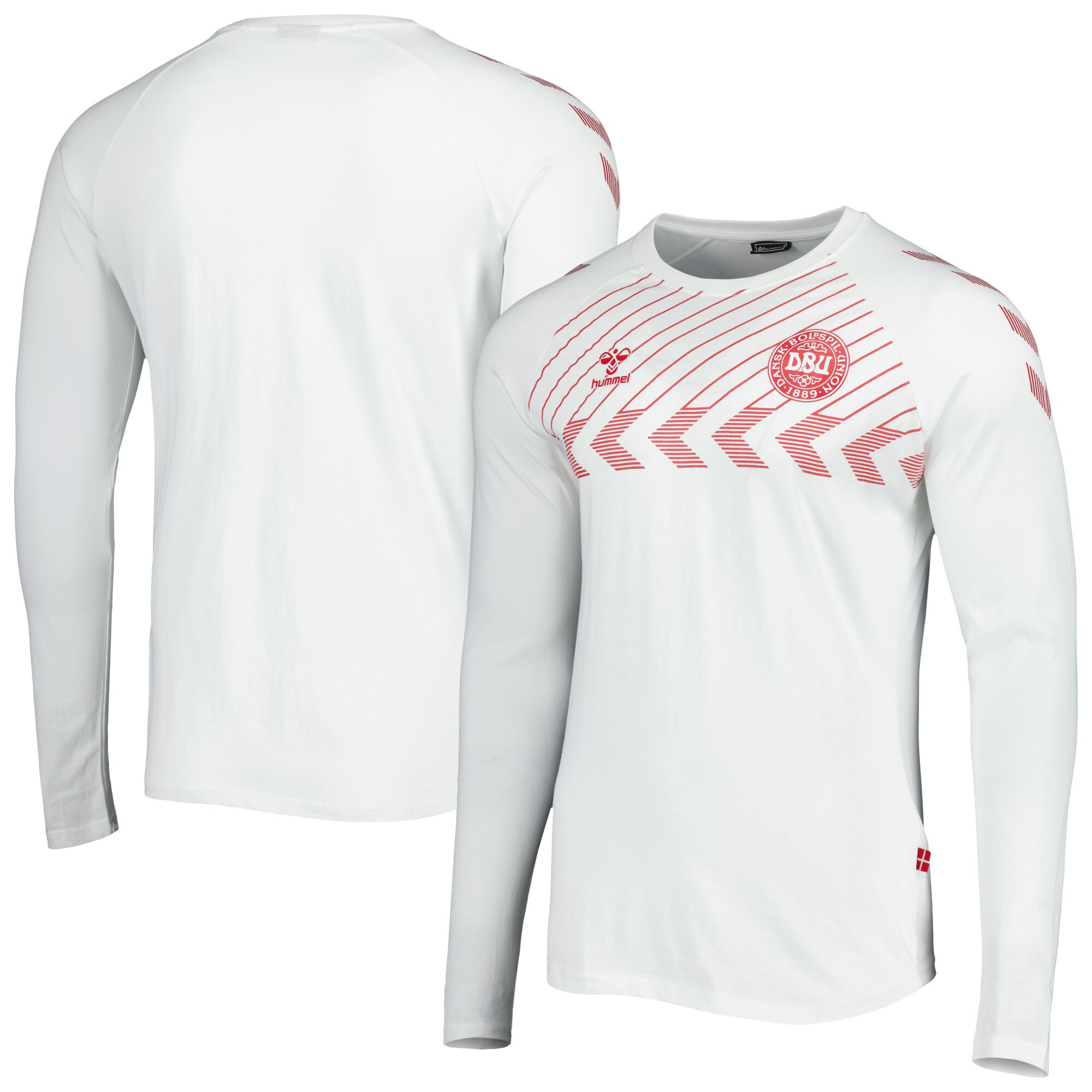 denmark national team fan raglan long sleeve t-shirt – white Collection – England Football Jerseys and Shirts