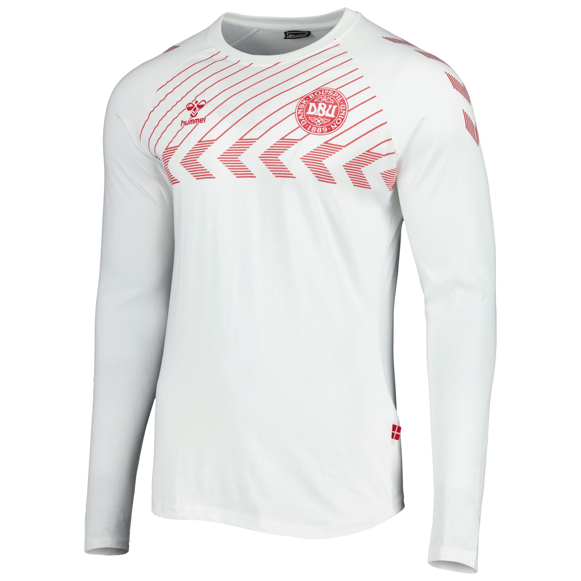 denmark national team fan raglan long sleeve t-shirt – white Collection – England Football Jerseys and Shirts