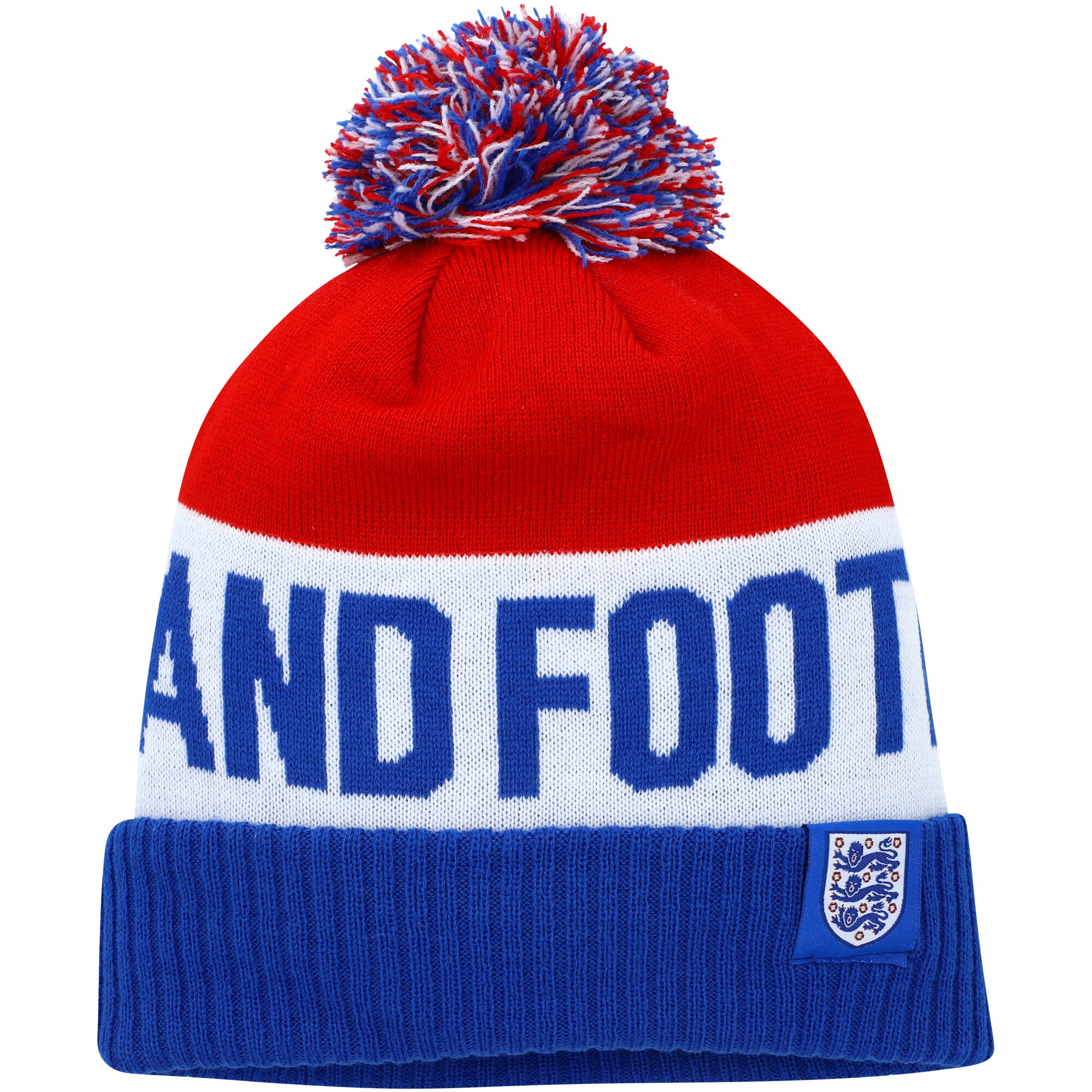 england national team nike classic stripe cuffed knit hat with pom – bluered Collection – England Football Jerseys and Shirts