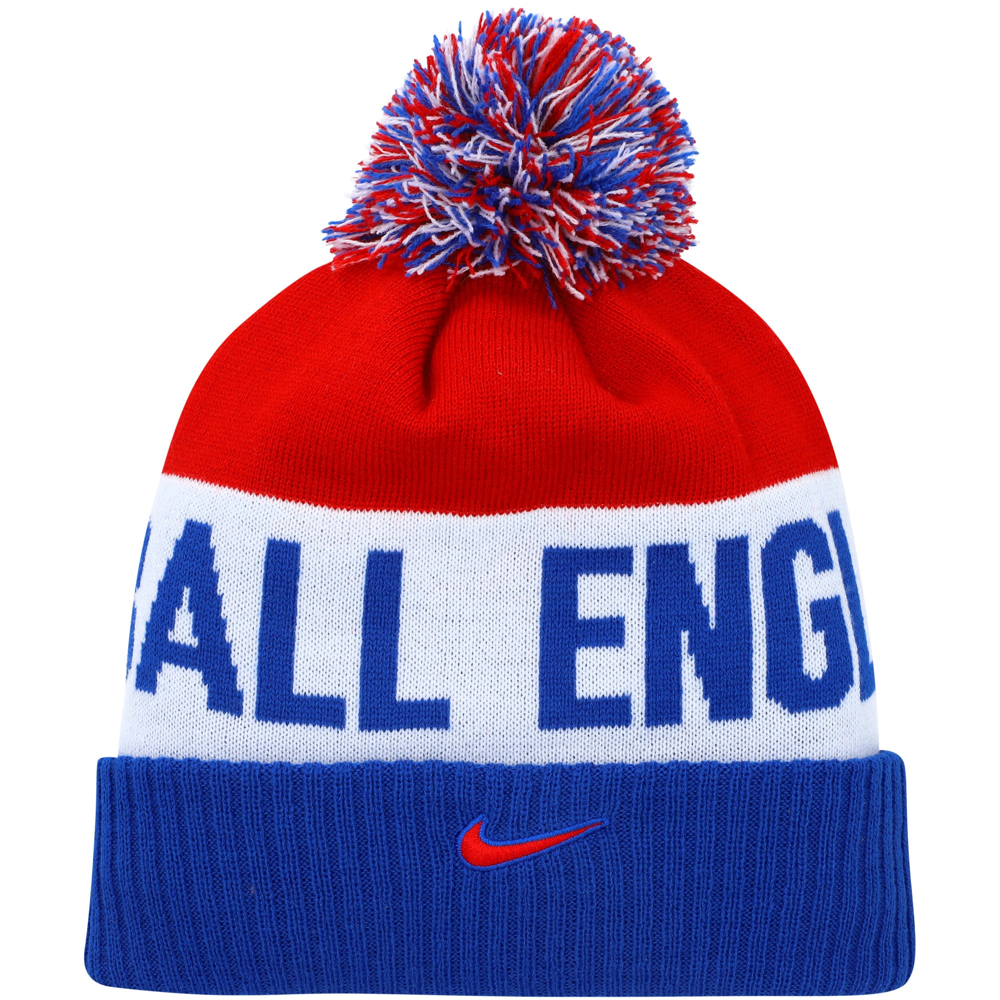 england national team nike classic stripe cuffed knit hat with pom – bluered Collection – England Football Jerseys and Shirts