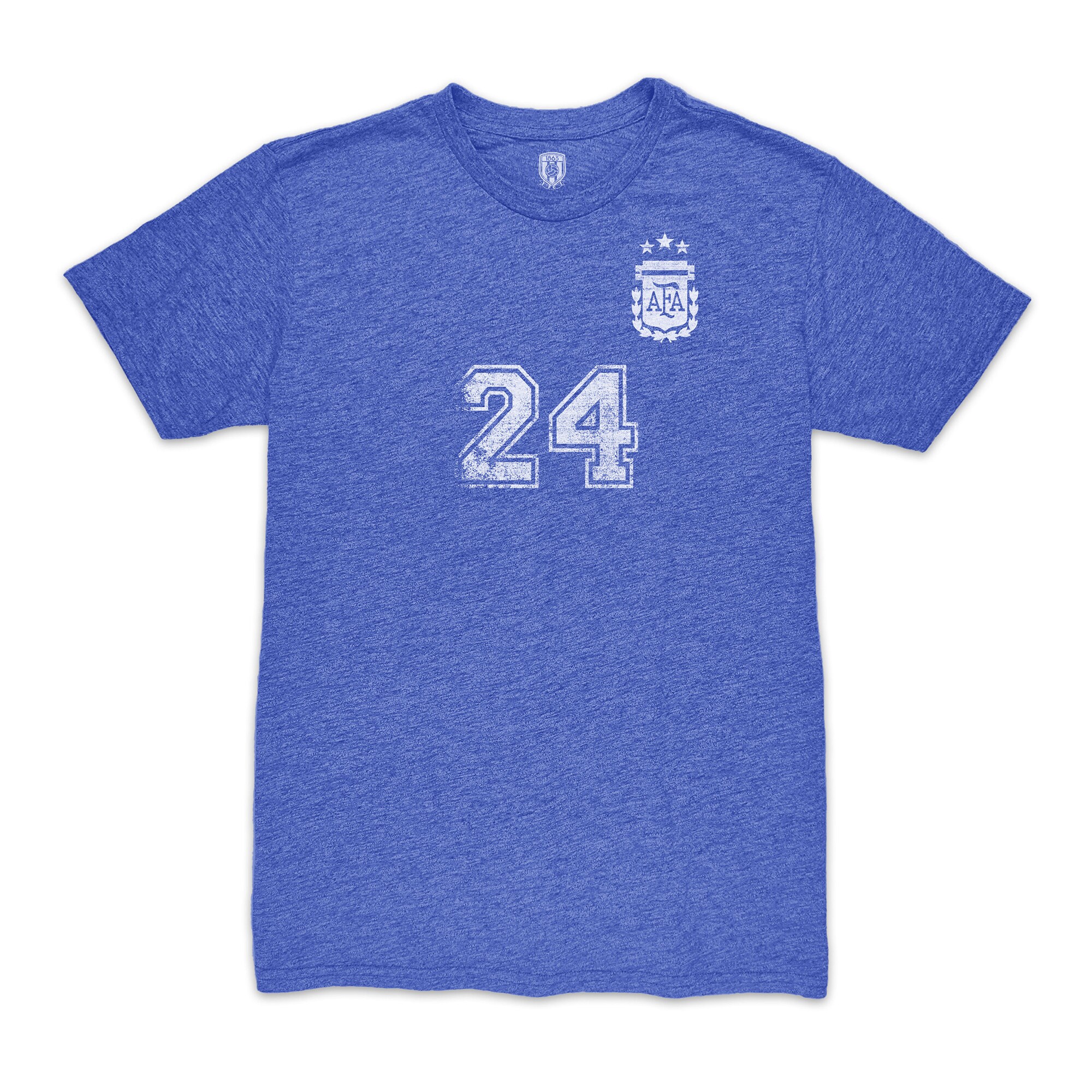 enzo fernández argentina national team 1863fc player vintage tri-blend t-shirt – blue Collection – England Football Jerseys and Shirts