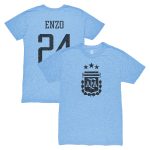 enzo fernández argentina national team 1863fc player vintage tri-blend t-shirt – light blue Collection – England Football Jerseys and Shirts