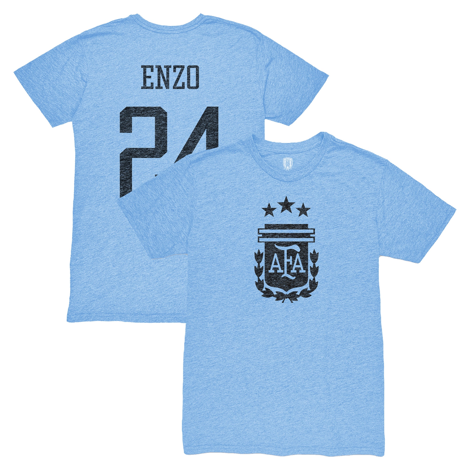 enzo fernández argentina national team 1863fc player vintage tri-blend t-shirt – light blue Collection – England Football Jerseys and Shirts