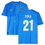 gianfranco zola italy national team autographed fanatics authentic 2022-23 blue home puma jersey – bas Collection – England Football Jerseys and Shirts
