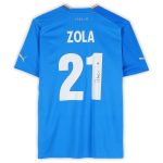 gianfranco zola italy national team autographed fanatics authentic 2022-23 blue home puma jersey – bas Collection – England Football Jerseys and Shirts
