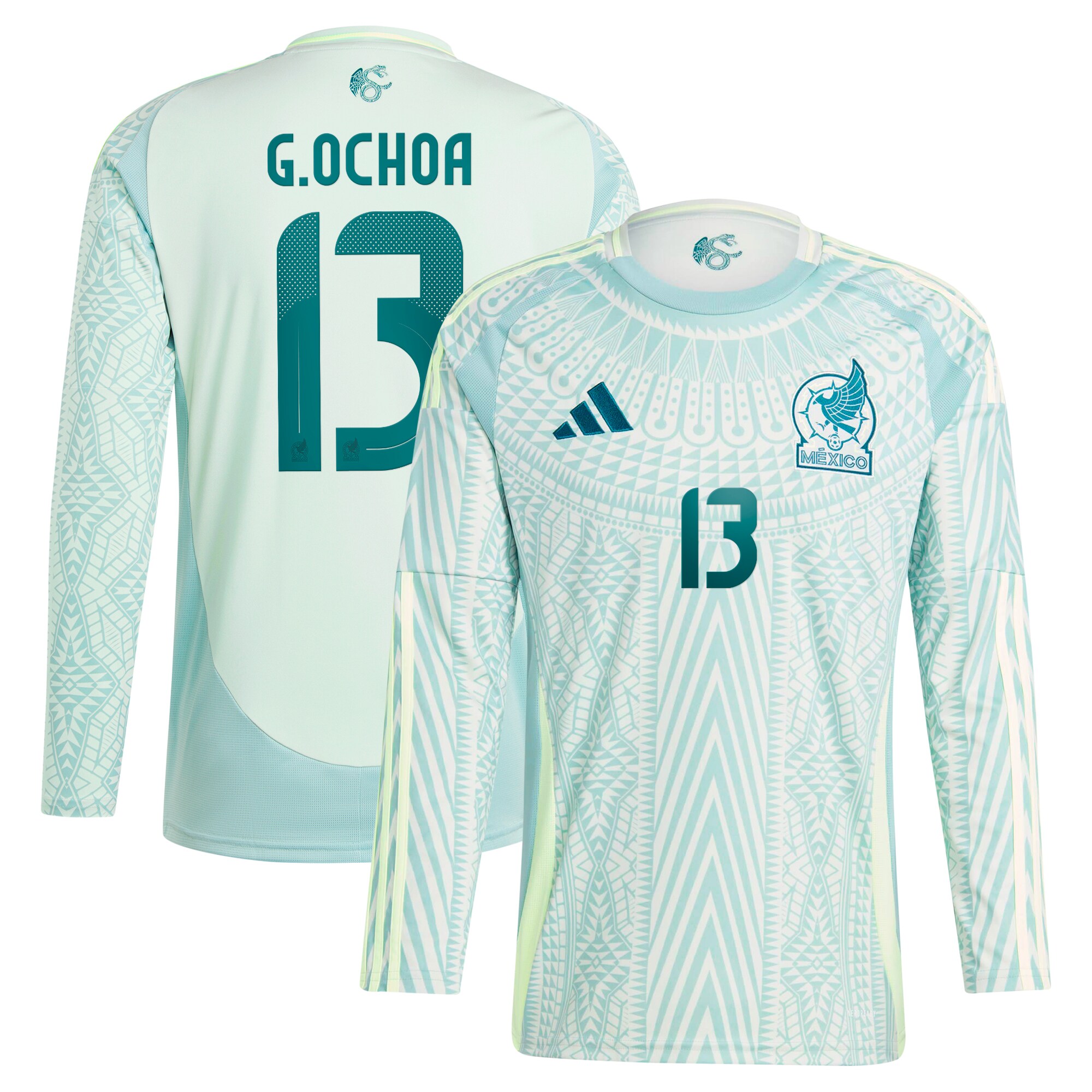 guillermo ochoa mexico national team adidas 2024 away replica player long sleeve jersey – green Collection – England Football Jerseys and Shirts