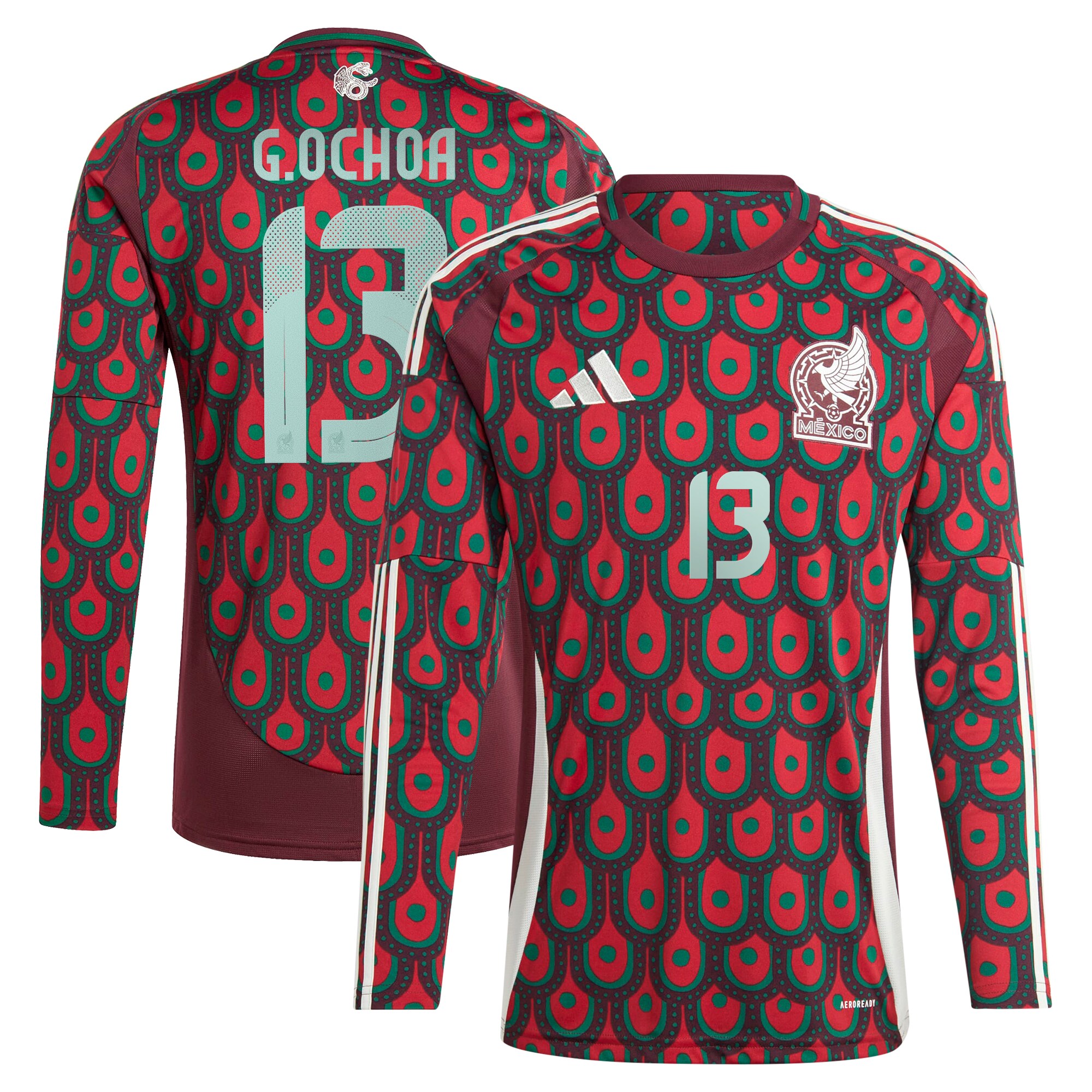 guillermo ochoa mexico national team adidas 2024 home replica player long sleeve jersey – burgundy Collection – England Football Jerseys and Shirts