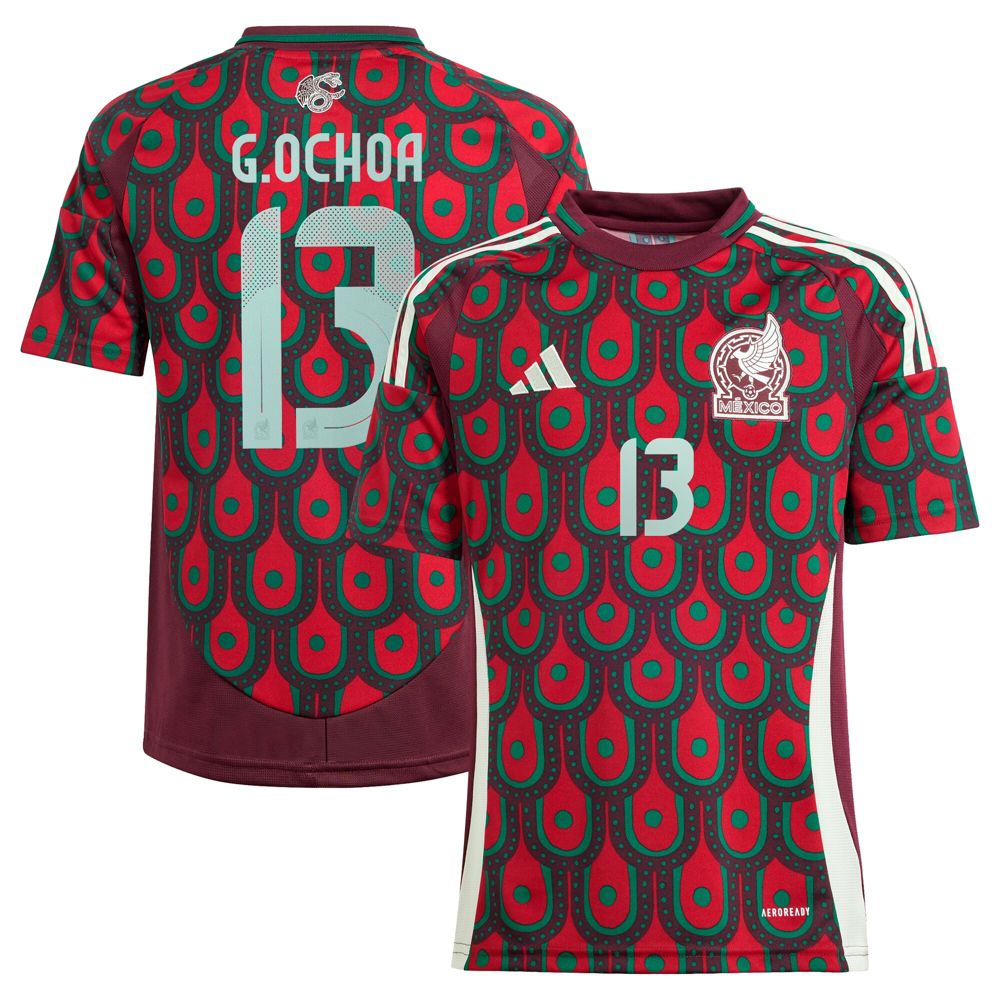 guillermo ochoa mexico national team adidas youth 2024 home replica player jersey – burgundy Collection – England Football Jerseys and Shirts