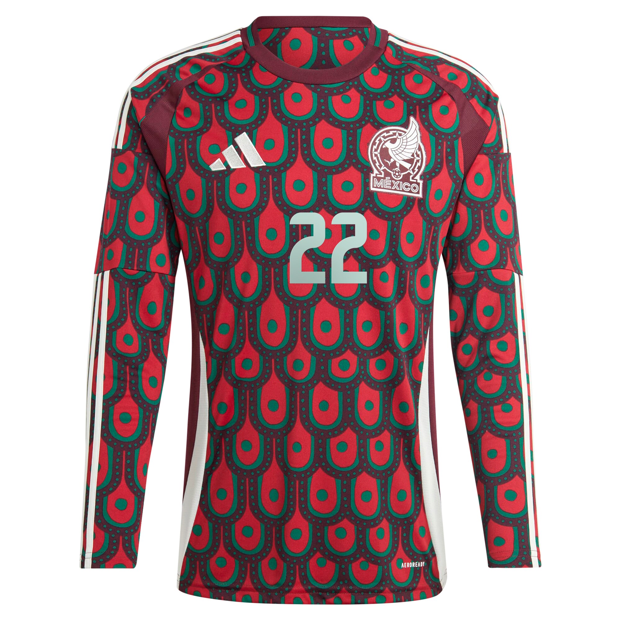 hirving lozano mexico national team adidas 2024 home replica player long sleeve jersey – burgundy Collection – England Football Jerseys and Shirts
