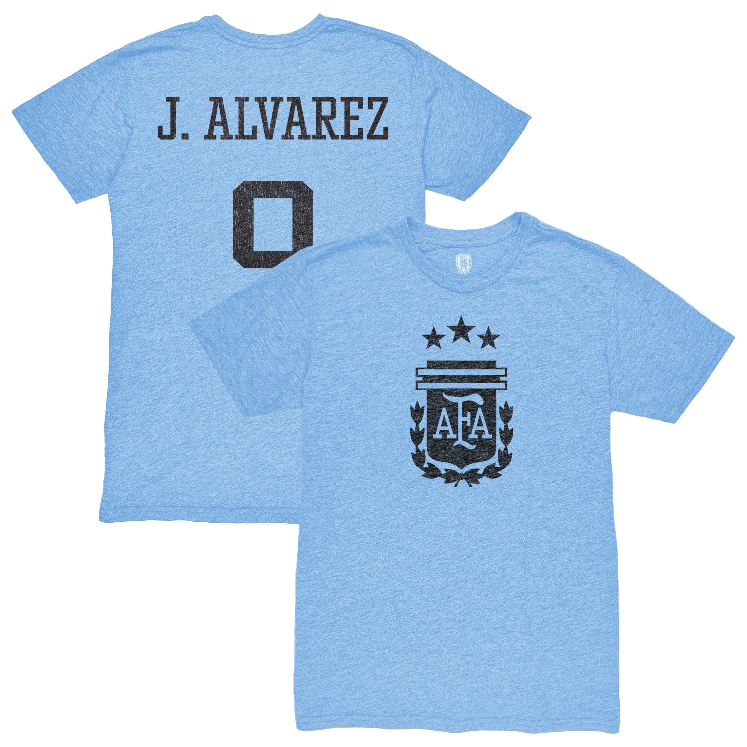 julián Álvarez argentina national team 1863fc player retro tri-blend t-shirt – light blue Collection – England Football Jerseys and Shirts