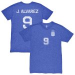 julián Álvarez argentina national team 1863fc retro name amp number tri-blend t-shirt – blue Collection – England Football Jerseys and Shirts