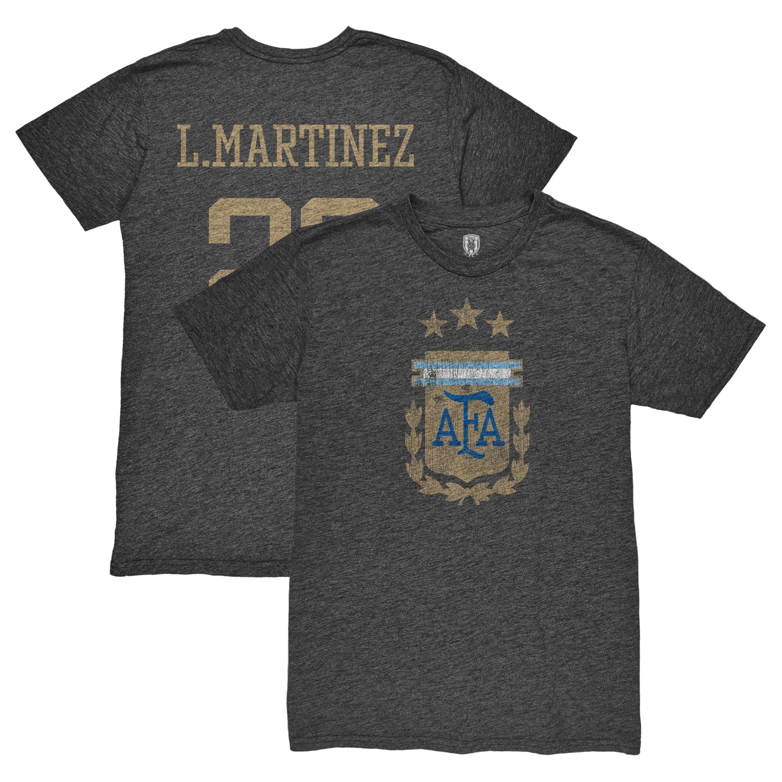 lautaro martinez argentina national team 1863fc retro player tri-blend t-shirt – black Collection – England Football Jerseys and Shirts
