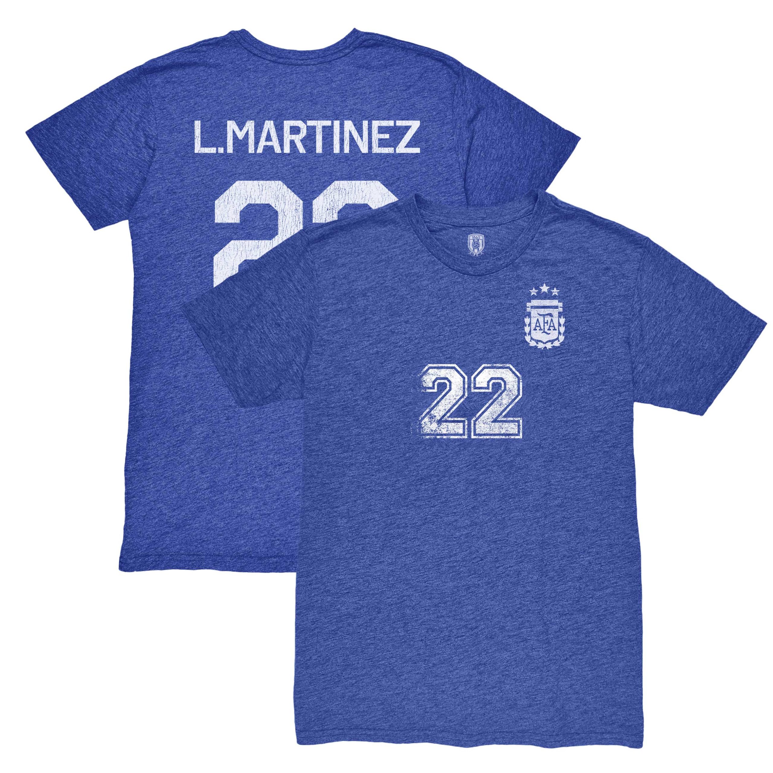 lautaro martinez argentina national team 1863fc retro player tri-blend t-shirt – blue Collection – England Football Jerseys and Shirts