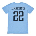 lautaro martinez argentina national team 1863fc retro player tri-blend t-shirt – light blue Collection – England Football Jerseys and Shirts