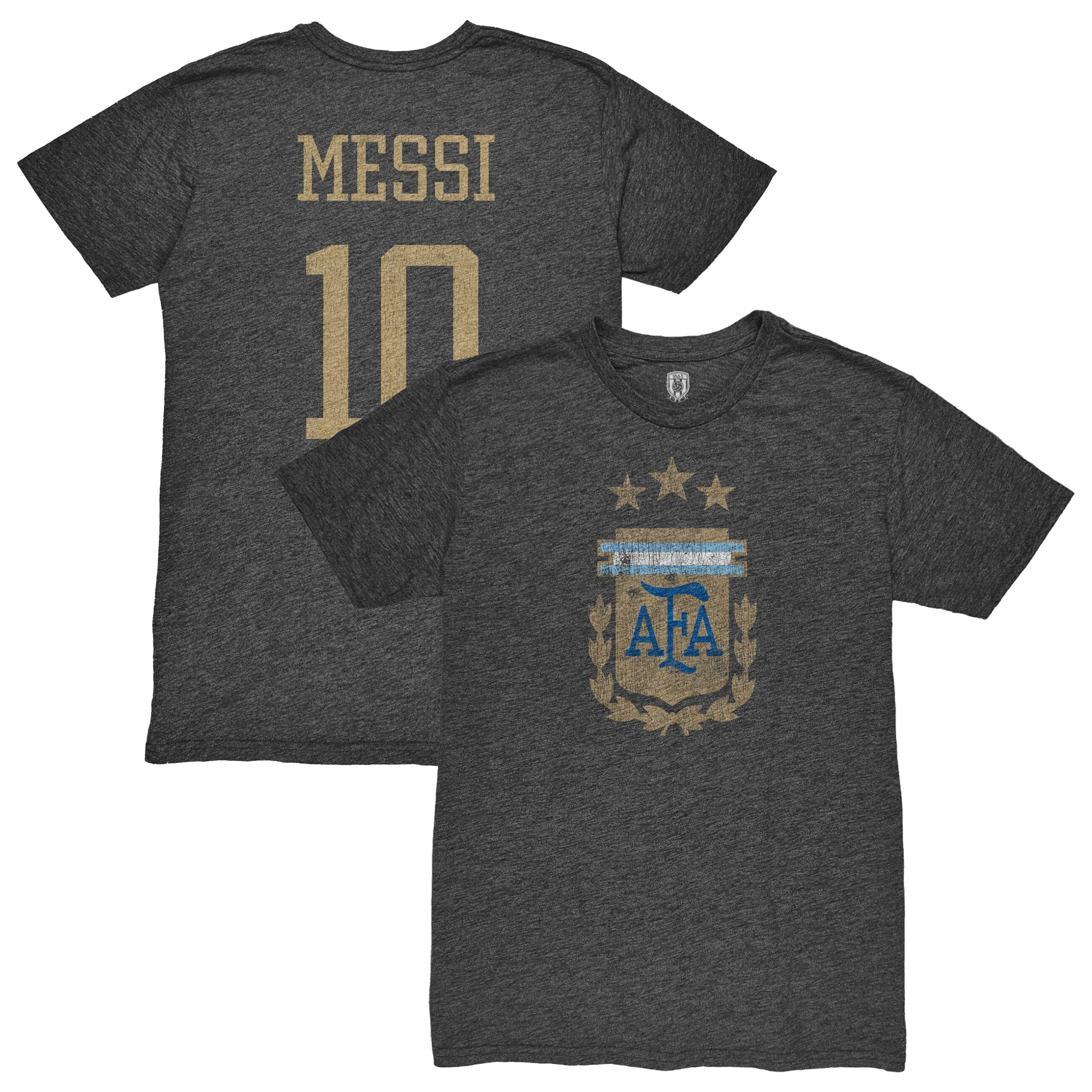 lionel messi argentina national team 1863fc player retro tri-blend t-shirt – heather black Collection – England Football Jerseys and Shirts