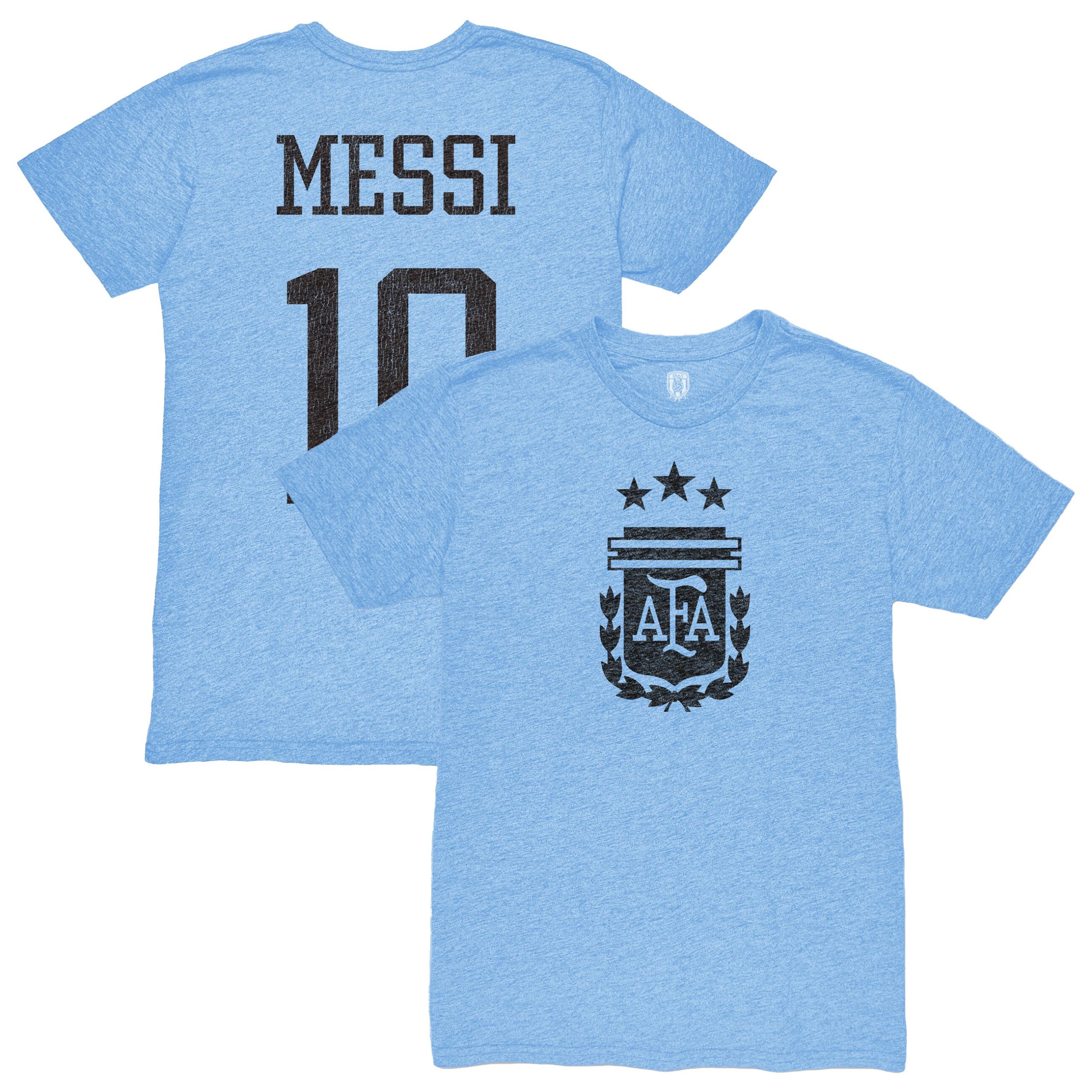 lionel messi argentina national team 1863fc player retro tri-blend t-shirt – light blue Collection – England Football Jerseys and Shirts