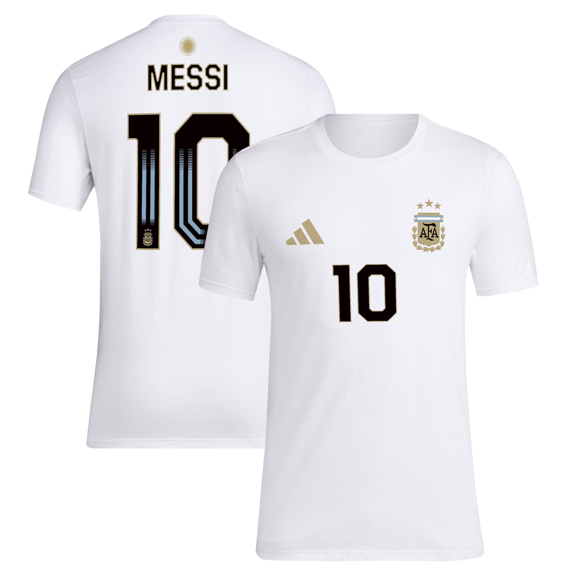 lionel messi argentina national team adidas name amp number t-shirt – white Collection – England Football Jerseys and Shirts
