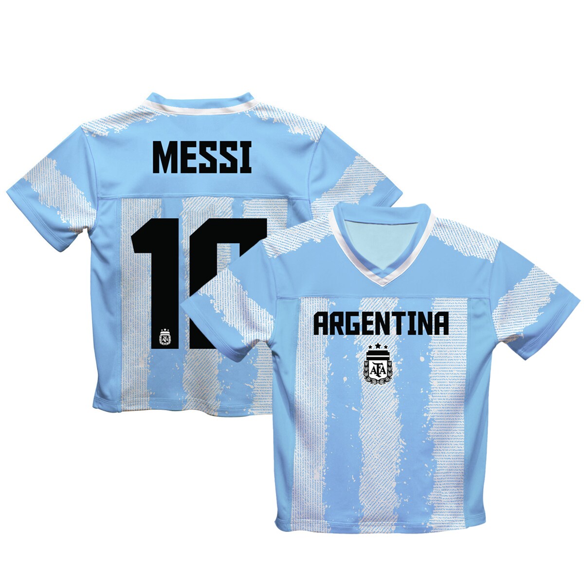 lionel messi argentina national team vive la fete youth painted stripes football jersey – light blue Collection – England Football Jerseys and Shirts