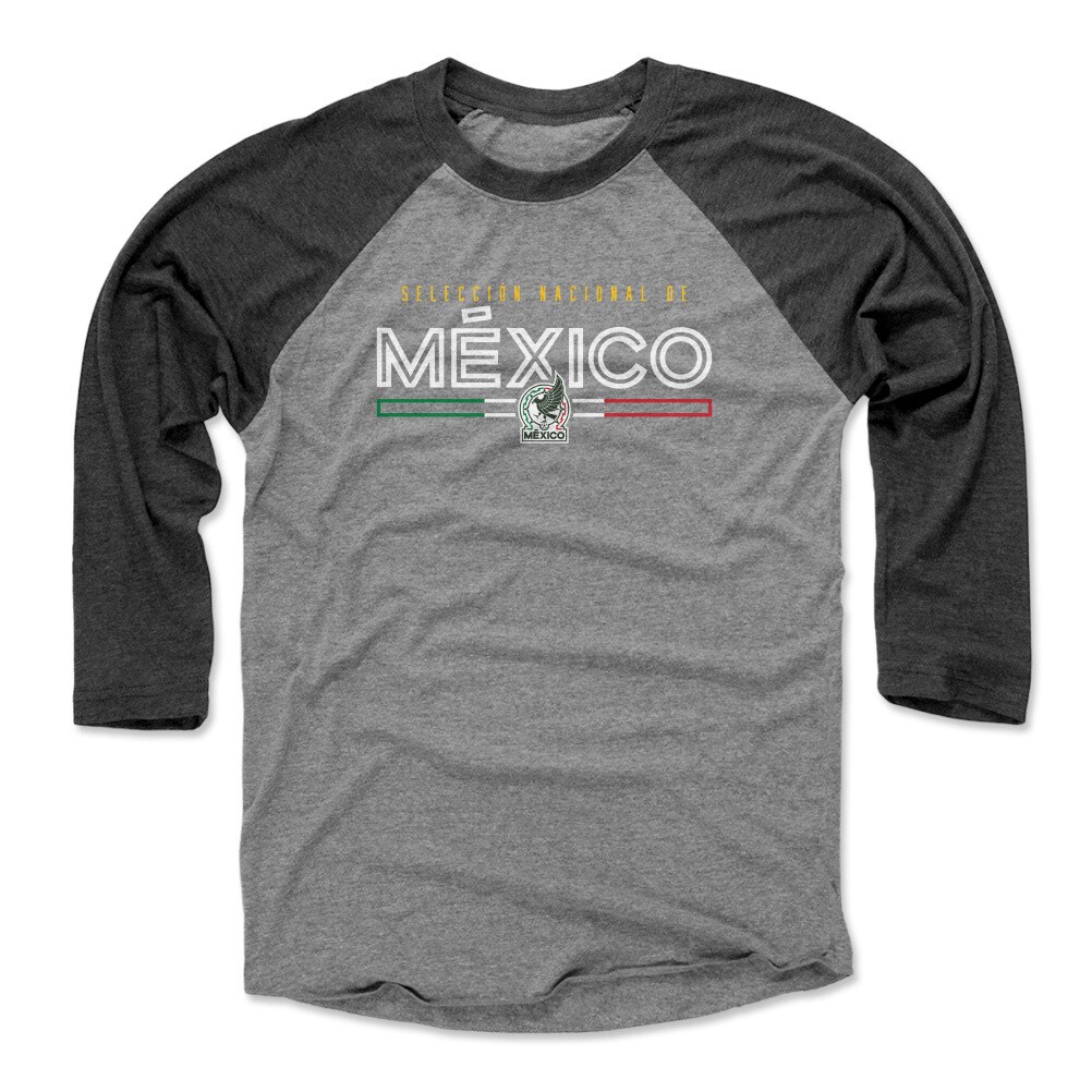 mexico national team 500 level inline 34-sleeve tri-blend baseball t-shirt – blackheather gray Collection – England Football Jerseys and Shirts