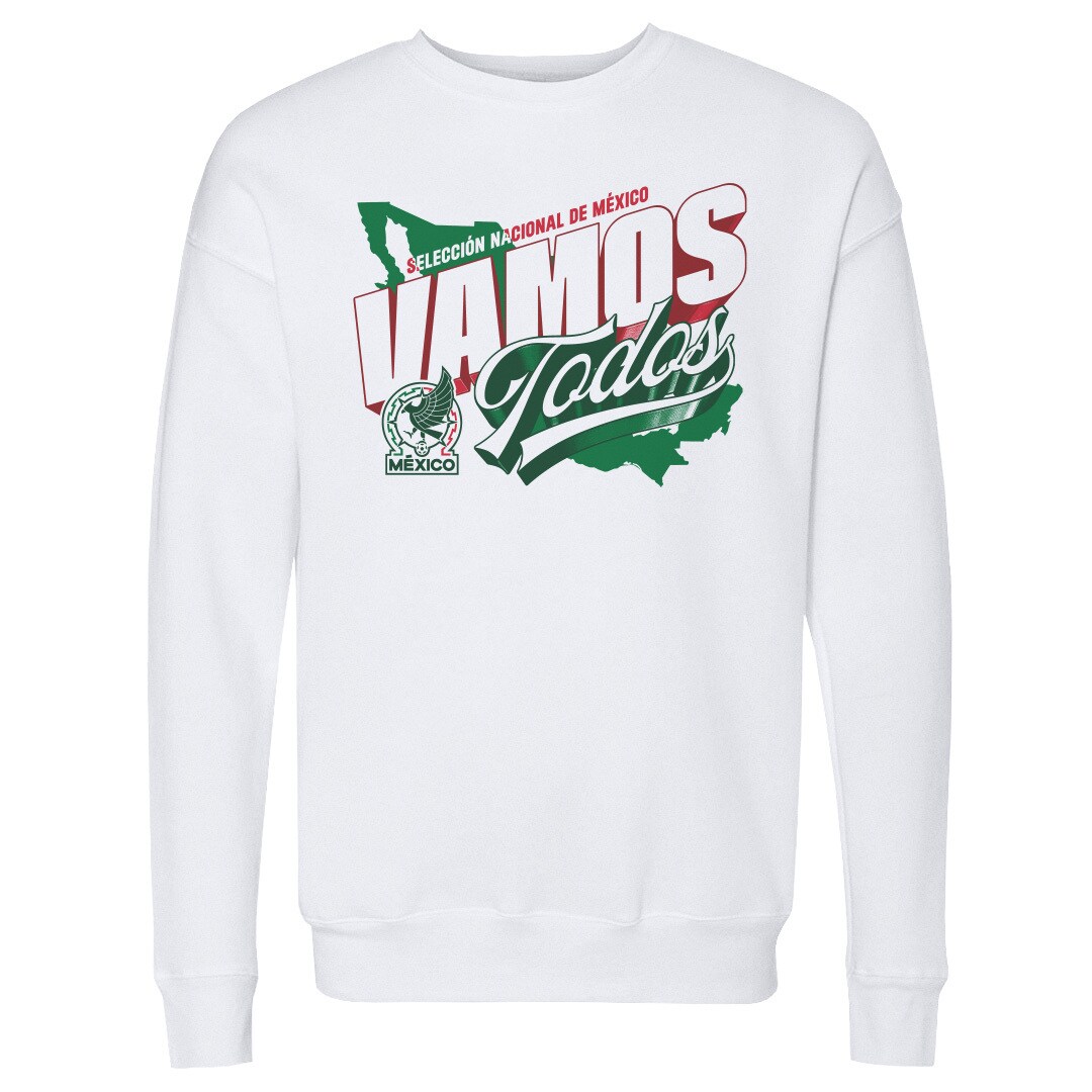 mexico national team 500 level vamos todos country crewneck sweatshirt – white Collection – England Football Jerseys and Shirts