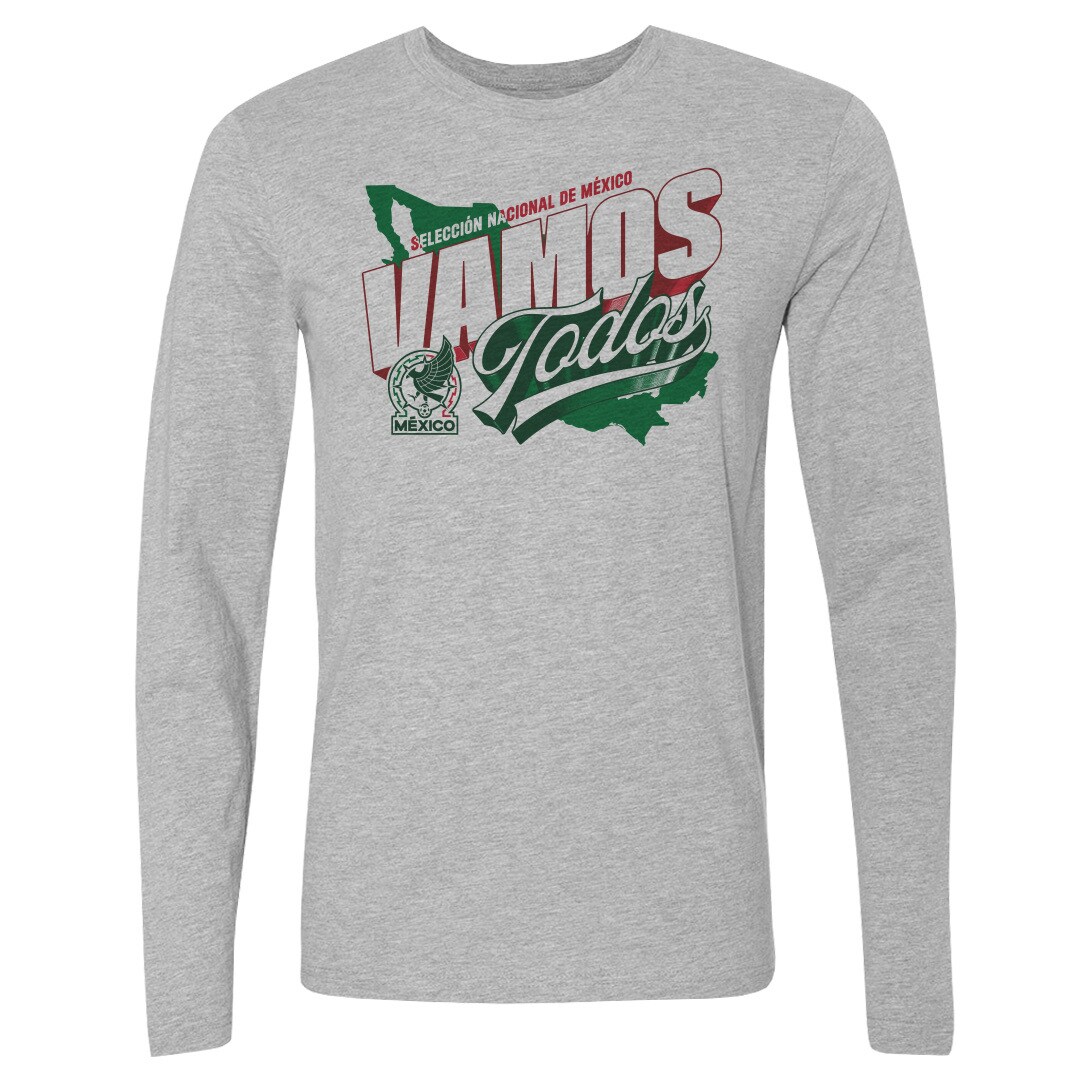 mexico national team 500 level vamos todos country long sleeve t-shirt – heather gray Collection – England Football Jerseys and Shirts