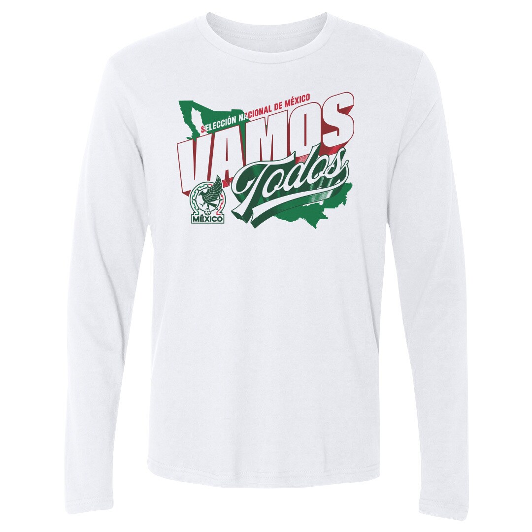 mexico national team 500 level vamos todos country long sleeve t-shirt – white Collection – England Football Jerseys and Shirts