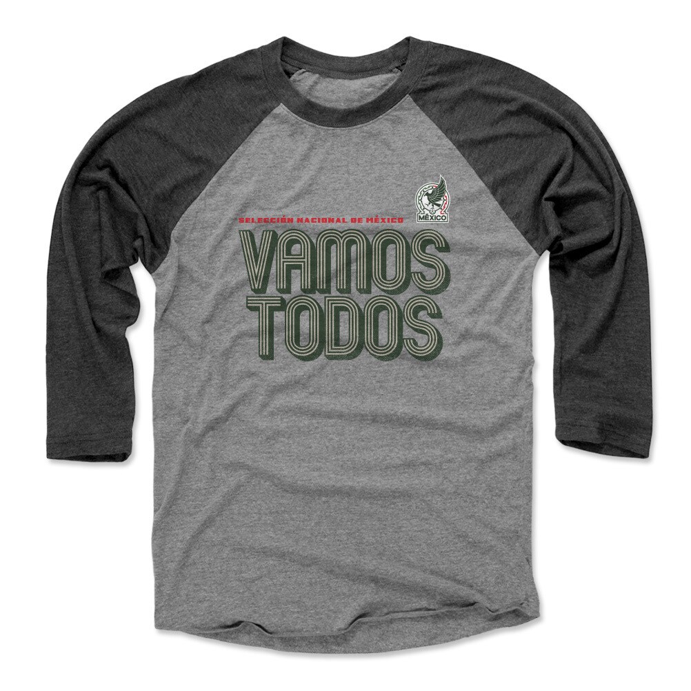 mexico national team 500 level vamos todos inline bold 34-sleeve tri-blend baseball t-shirt – heather grayblack Collection – England Football Jerseys and Shirts