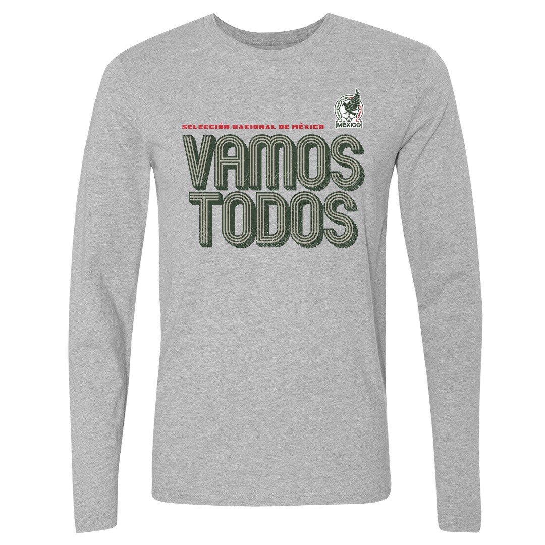 mexico national team 500 level vamos todos inline bold long sleeve t-shirt – heather gray Collection – England Football Jerseys and Shirts