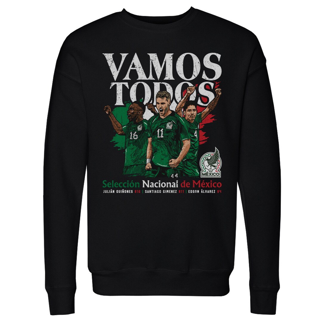 mexico national team 500 level vamos todos julián quiñones santiago giménez amp edson Álvarez pullover sweatshirt – black Collection – England Football Jerseys and Shirts