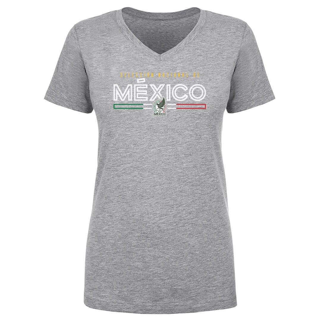 mexico national team 500 level women8217s inline v-neck t-shirt – heather gray Collection – England Football Jerseys and Shirts