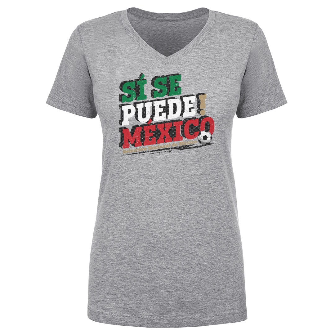 mexico national team 500 level women8217s si se puede v-neck t-shirt – heather gray Collection – England Football Jerseys and Shirts