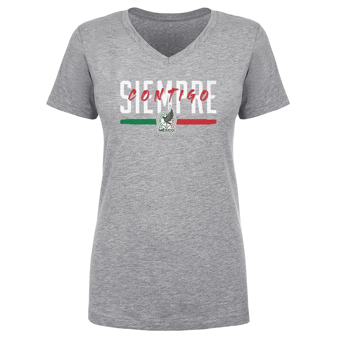 mexico national team 500 level women8217s siempre contigo v-neck t-shirt – heather gray Collection – England Football Jerseys and Shirts