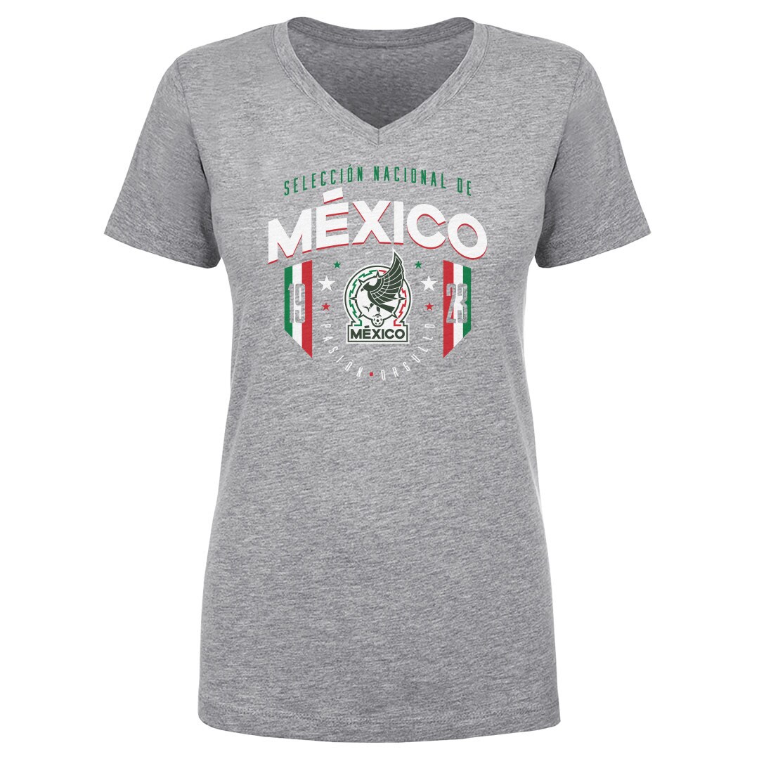 mexico national team 500 level women8217s v-neck t-shirt – heather gray Collection – England Football Jerseys and Shirts